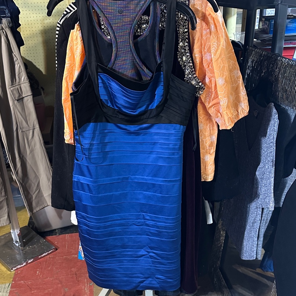 BCBGMaxAzria Black and Blue Dress 12
